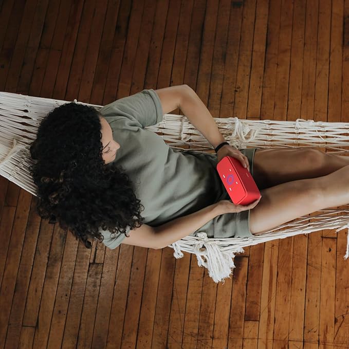 DOSS SoundBox Touch Wireless Bluetooth Speaker with HD Sound and Bass, IPX5 Water-Resistant, 20H Playtime, Handsfree, Portable for Office, Home, Outdoor, Travel-Red