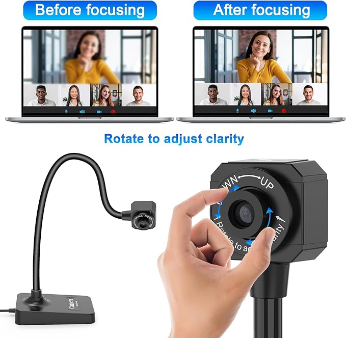 AlKOR USB Document Camera for Teaching & Distance Learning,Manual Focus Webcam with Mic, Foldable Design for Mac/Windows/Chromebook-Online Classes, Web Conferencing & Live Demos,Remote Work