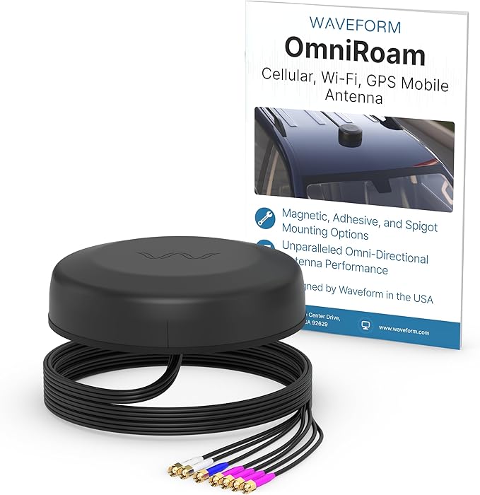 Waveform OmniRoam 7-in-1 Low-Profile Mobile Antenna – High-Performance, Rugged Fleet Antenna for Peplink, Cradlepoint, Cisco (4x4 Cellular, 2x2 WiFi, GPS)