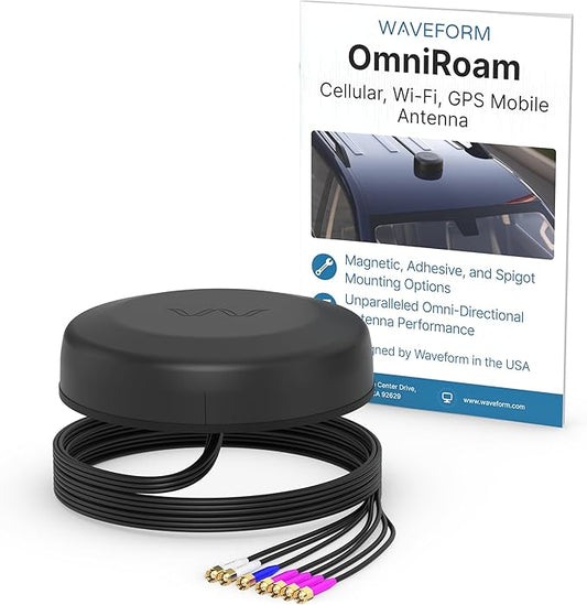 Waveform OmniRoam 7-in-1 Low-Profile Mobile Antenna – High-Performance, Rugged Fleet Antenna for Peplink, Cradlepoint, Cisco (4x4 Cellular, 2x2 WiFi, GPS)