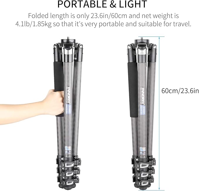 INNOREL ST324CT/ST324CF Carbon Fiber Tripod Max Height 160cm Max Load 30kg Max Tube Dia 32mm Professional Birdwatching Heavy Duty Camera Stand (Fast Flip Lock)