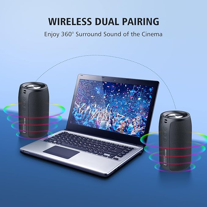 ZEALOT Portable Bluetooth Speakers, Wireless Speaker, S32 Samll Outdoor Speaker, Waterproof IPX5, Stereo Pairing/Bass/USB/MIC/TF Card/AUX for Home Outdoor Travel, Gift for Men, Kids -Black