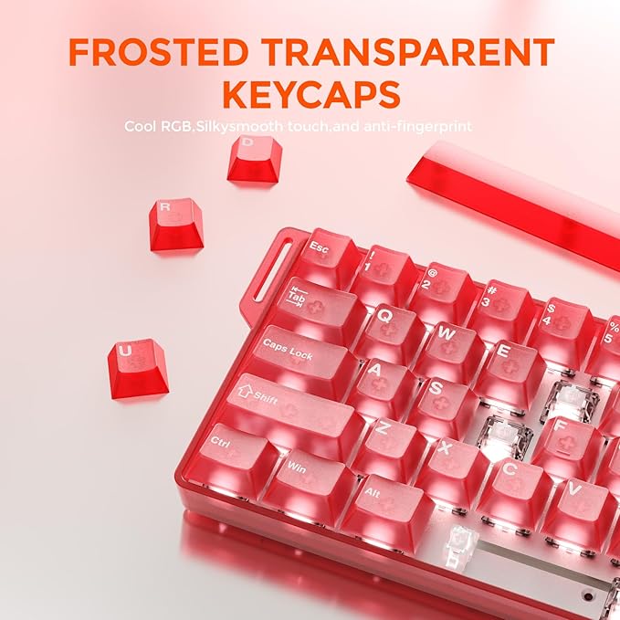 DAREU COOL60 60% Hall Effect Gaming Keyboard with Magnetic Switch, SOCD, 0.01mm Actuation Adjustable Rapid Trigger,8000 Hz Polling, Frosted Transparent Keycaps, Hot-swap, RGB Backlit