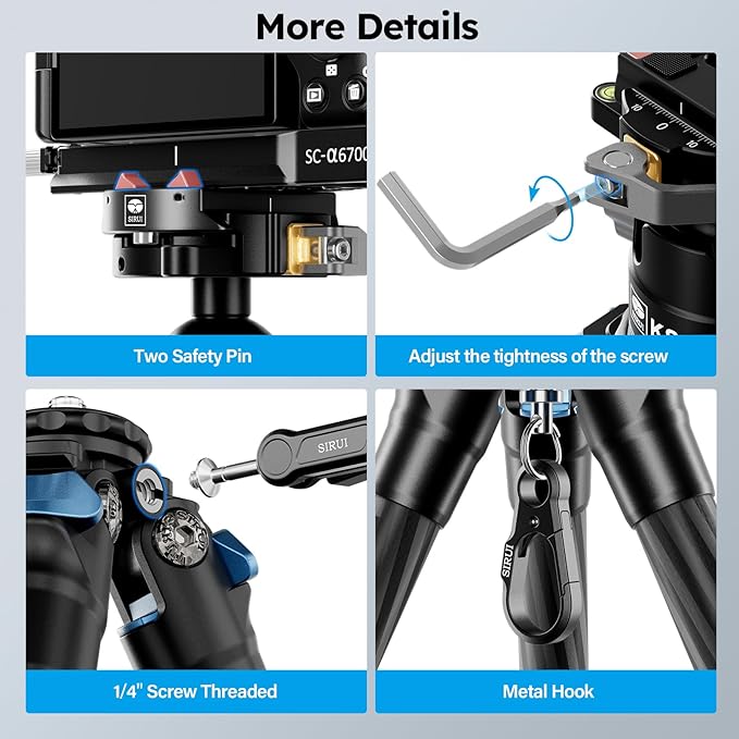 SIRUI Carbon Fiber Camera Tripod, 50.7" Professional Heavy Duty Tripod with 36mm Low Profile Ball Head, Quick Release System, Max Load 33lbs/15kg, AM-284+KS-30