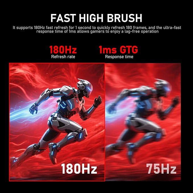 34 Inch Ultrawide Curved 180Hz Gaming Computer Monitor 1000R PC screen 21:9 UWQHD (3440x1440) ,1ms,100%sRGB,Adaptive Sync,HDMI、Display Port,Liftable Stand,Wall Mount Compatible 75*75mm-Black