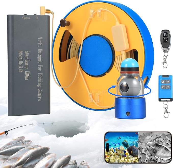 WiFi 360° Fish Finder Underwater Fishing Camera with WiFi Adapter, Infrared Night Vision Light Self-Righting and Temperature Detection