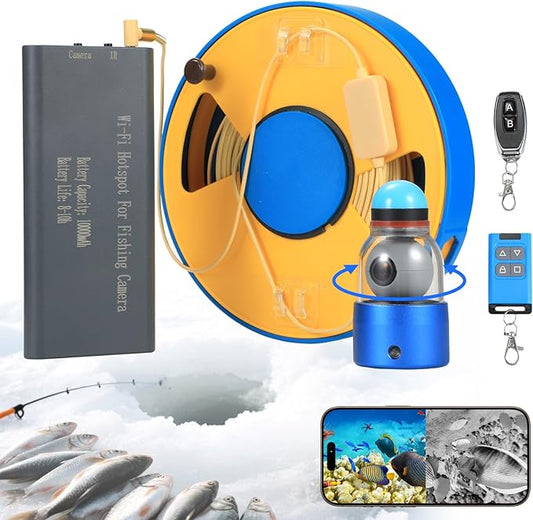 WiFi 360° Fish Finder Underwater Fishing Camera with WiFi Adapter, Infrared Night Vision Light Self-Righting and Temperature Detection