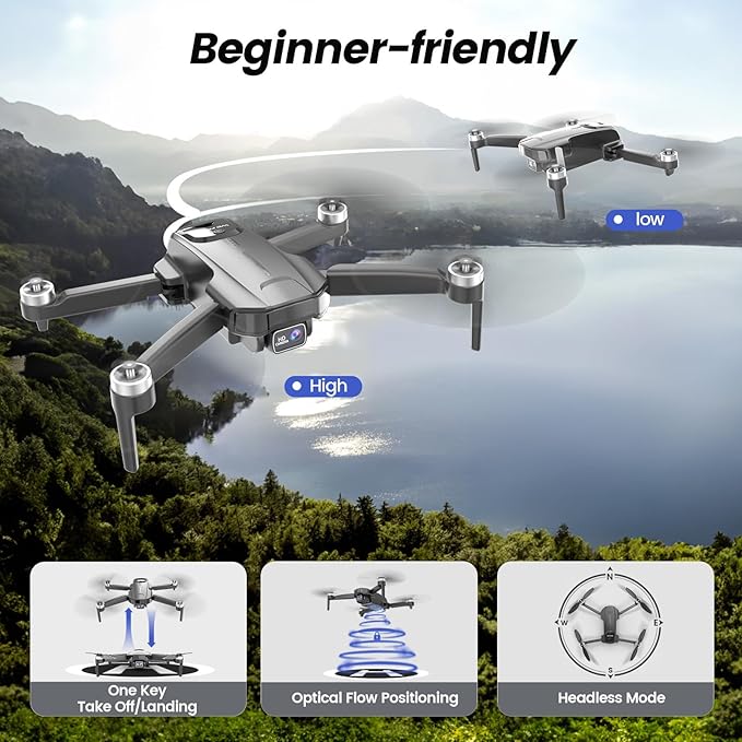 Drones with Camera for Adults 4k, WF31 GPS RC Drone FPV Foldable Quadcopter for Beginner with Brushless Motor, 5G Wi-Fi Transmission, Auto Return, Follow Me, Waypoints, 50 Min Flight Time