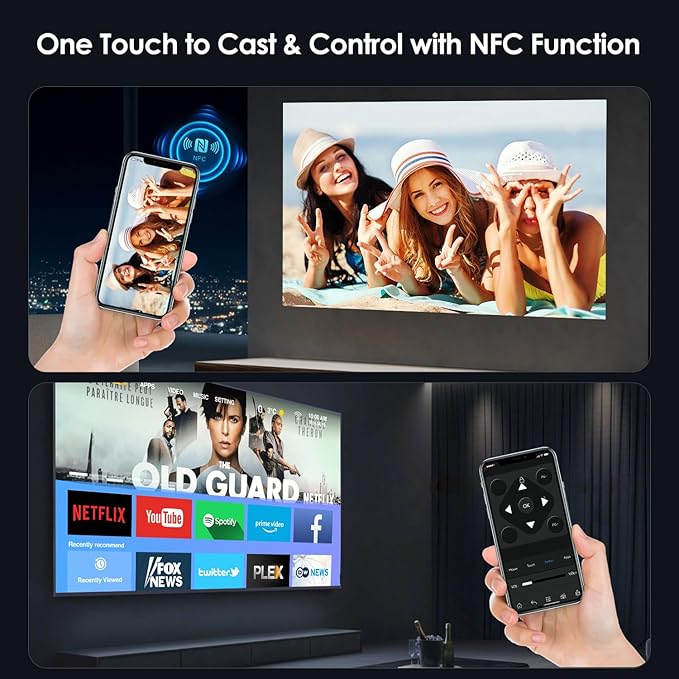 Ultra HD Projector 4K with WIFI6 and Bluetooth,1580 ANSI Lumen High Brightness Daytime Proyector Smart Android TV HDR NFC Casting DSP Stereo HDMI 2.1 ARC for Home Theater Outdoor Movie Gaming Ceiling