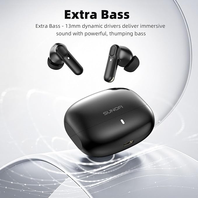 Wireless Earbuds Bluetooth 5.3 Headphones, Lightweight in-Ear Design with Deep Bass, 48HPlaytime, Touch Control, IPX5 Waterproof Earphones for Sports Workout (Black)