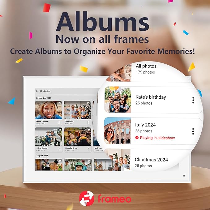 15.6 inch FRAMEO Smart WiFi Digital Photo Frame 1920x1080 FHD IPS LCD Touch Screen, Built in 32GB Memory, Share Moments Instantly via Frameo App from Anywhere, Auto-Rotate, Wall Mountable with VESA