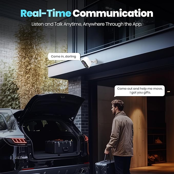 Techage Security Cameras Wireless Outdoor, 2K Battery Powered Cameras for Home Security with AI Motion Detection, 2.4G WiFi, Color Night Vision, 2-Way Talk, IP66 Waterproof, Cloud/SD Storage 2 Pack