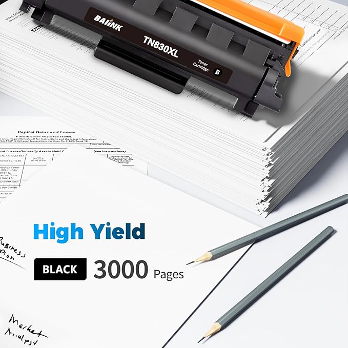 Compatible TN830XL TN830 Toner Cartridges Replacement for Brother TN830XL TN830 XL Toner use with HL-L2460DW DCP-L2640DW HL-L2405W HL-L2400D HL-L2480DW MFC-L2820DW Printer (2 Black)