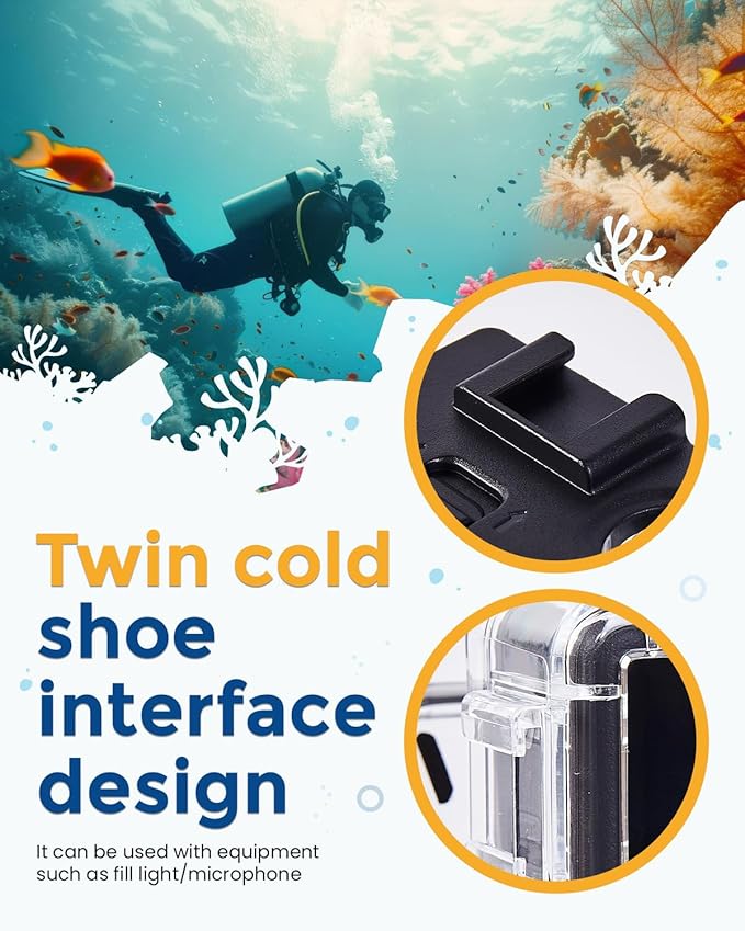 Waterproof House Case with Dive Filters Set for DJI Osmo Action 5 Pro/4/3, 60 m/197 ft Deep Diving Portective Case