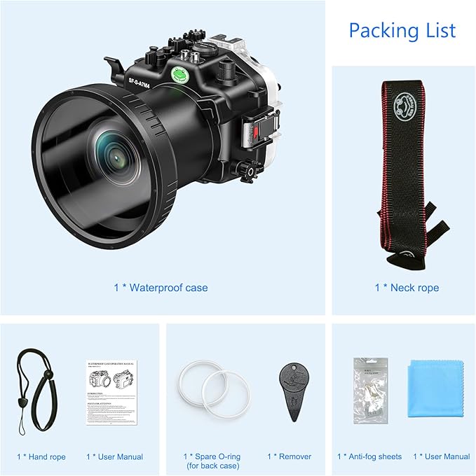 Sea frogs Waterproof Camera Housing Compatible with Sony A7M4 90MM IPX8 40m/130ft Maximum Diving Depth Underwater Camera Case A7 IV for Diving, Surfing, Rowing, Skiing A7-4