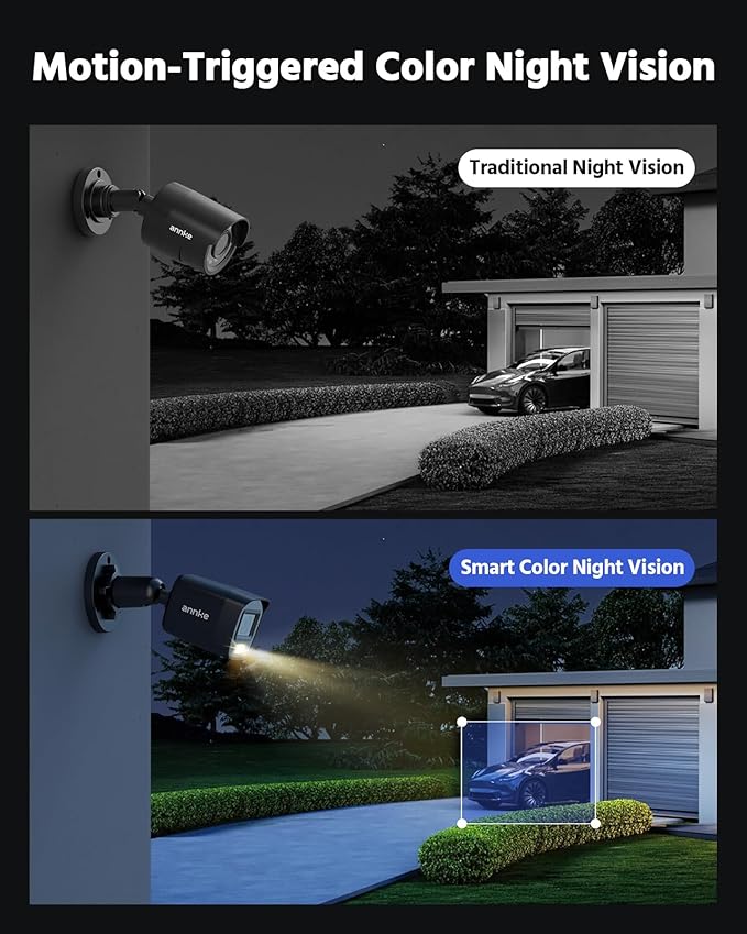 ANNKE 8CH H.265+ 3K Lite Wired Security Camera System with AI Human/Vehicle Detection, 4 x 1920TVL 2MP CCTV IP67 Cameras with Smart Dual Light for Outdoor Use, Color Night Vision, 1TB Hard Drive
