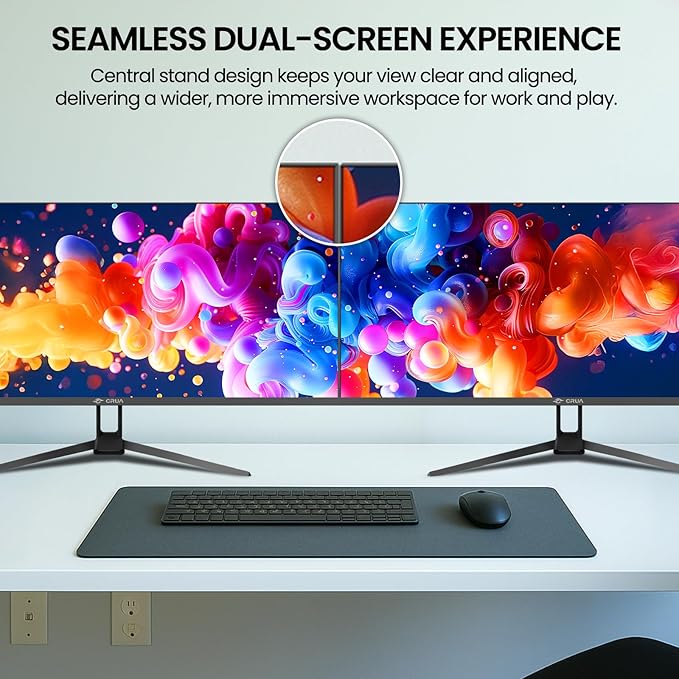 CRUA 34'' Ultrawide Gaming Monitor, 21:9 UWQHD 3440x1440 80Hz IPS Panel Computer Monitors with Built-in Speakers, Supports FreeSync, 120% sRGB, Blue Light Filter, HDMI 2.0 & DP 1.4, Wall-Mountable