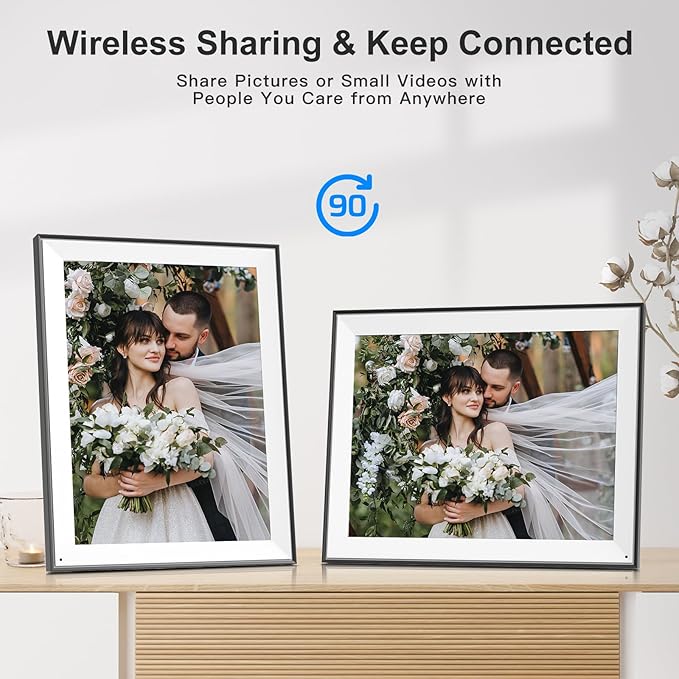 Large-Digital-Photo-Frame 16.2" Digital Picture Frame - 32GB Digital Frame, IPS Touch Screen, Wall Mounted, Full Function, Share Photo Video via App Email, Wall Mountable, Birthday Gifts for Her Him