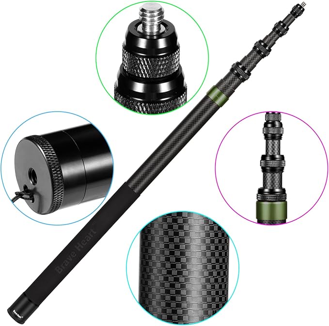 118"/3.0m Extended Long Invisible Carbon Fiber Selfie Stick for Insta360 x5 x4 Insta 360 x5 x4 x3 x2 x one rs for Gopro Hero 13 12 11 9 max Cameras Accessories (Green)