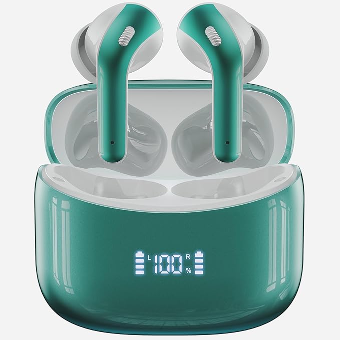 Wireless Earbuds Bluetooth 5.4, 60H Playtime Bluetooth Headphones with Mic, LED Display, IPX7 Waterproof in-Ear Earphones for Sports, Running, Workouts