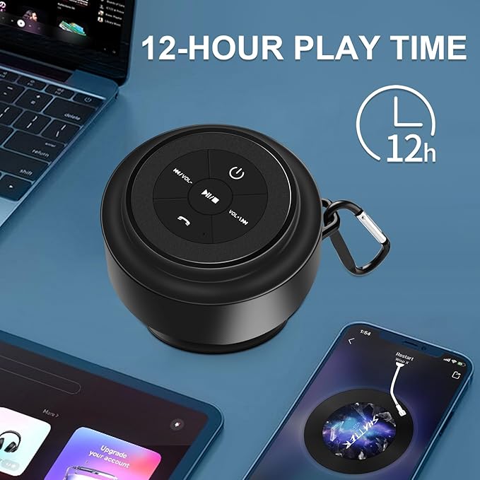 Bluetooth Shower Speaker, Portable Waterproof Speakers with Suction Cup, Wireless Outdoor Speaker for Pool, Camping, Beach, Hiking, Kayaking, Great Gift for Men, Women