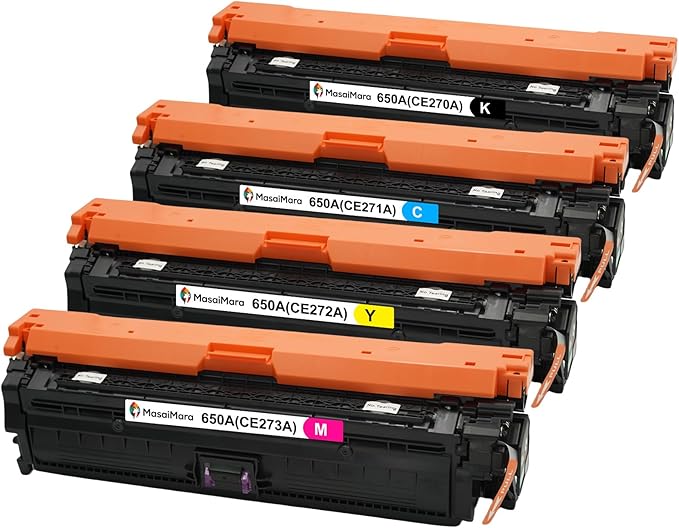 MasaiMara 650A CE270A CE271A CE272A CE273A Compatible Toner Cartridge for HP Laserjet Enterprise CP5525 CP5525dn CP5525n CP5525xh M750 M750dn M750n M750xh Printer (Black Cyan Magenta Yellow, 4-Pack)
