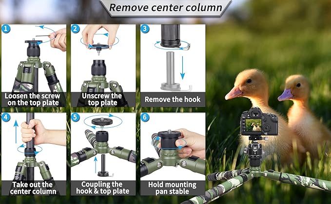 Carbon Fiber Tripod-INNOREL RT85CG Super Professional Stand with Low Gravity Center 360° Panoramic Ballhead and Green Camouflage Leg Covers for Digital DSLR Camera