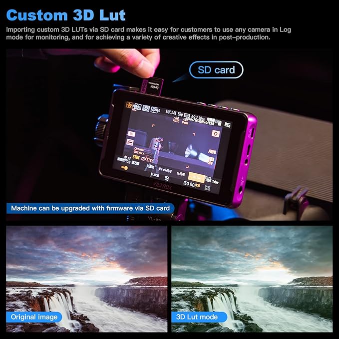 VILTROX DC 550 5.5" Camera Field Monitor for DSLR Touchscreen Camera Monitor 4K with Sunshade Hood Video Monitors for Sony Canon Nikon 3D LUT HDR 4K HDMI in and Out Exposure Focus Assist Waveform