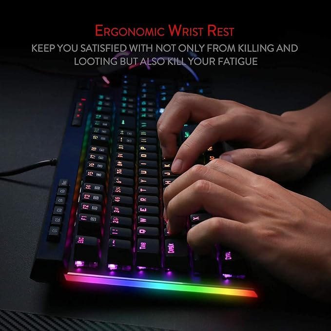 Redragon K580 VATA RGB LED Backlit Mechanical Gaming Keyboard with Macro Keys & Dedicated Media Controls, Hot-Swappable Socket, Onboard Macro Recording (Brown Switches)
