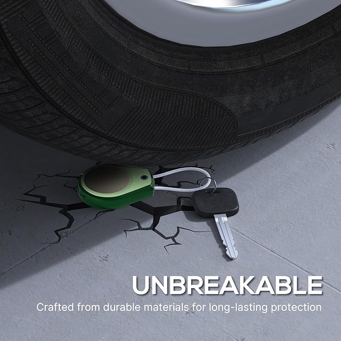 Waterproof AirTag Holder - (4 Pack) Air tag Lock Keychain with Wire Cable Compatible with Apple AirTags, Ultra Durable Anti-Lost Protective Case for Luggage, Key, Backpack,Avocado