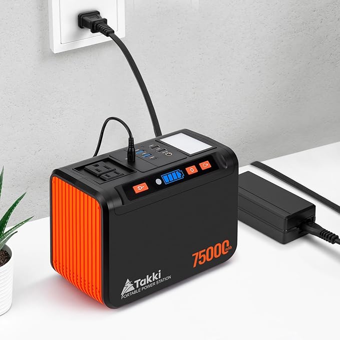 Takki Portable Power Station 277Wh, Camping Backup Lithium Battery, 110V/250W Pure Sine Wave AC Outlet, Solar Generator for CPAP Home Use Backup Emergency Camping
