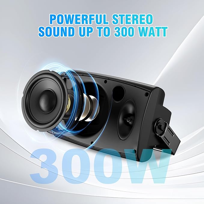 STUDIOFINIX 6.5 Inch 400W Outdoor Speakers Wired Waterproof Passive with Powerful Bass, Wall Mount Speakers for Patio Garden Poolside Home(Pair,Black) (Black, 8)
