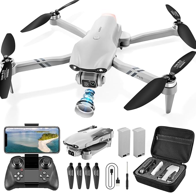 DRONEEYE F10 Foldable Drone with Camera for Adults, Brushless Motor, 1080P HD FPV Live Video, Altitude Hold，Headless Mode,3D Flips, Trajectory Flight, App Control,One Key Start, RC Quadcopter for kids with 2 Batteries