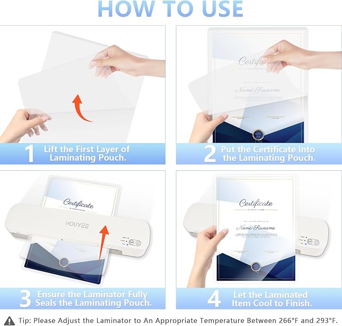 HOUYEE 150 Pack 5 Mil Thermal Laminating Pouches, Hold 8.5 x 11 inch Sheets, Ultra Clear Laminating Sheets, 9 x 11.5 Inch Laminate Sheets for Laminator, for Letter Size, Office and School Supplies