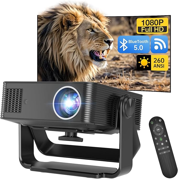 [Netflix Officially & Native 1080P] MT-VIKI Mini Projector with WiFi and Bluetooth, Native 1080P Portable Outdoor Movie Projector, Electric Focus, Auto Keystone