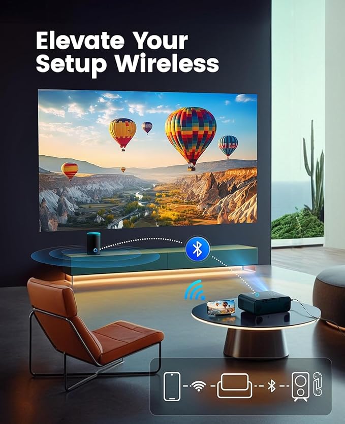 [Netflix-Licensed/4K Supported] Smart Outdoor Projector with WiFi6 and Bluetooth, 800ANSI Movie Projector, DoIby Audio with Dual Speakers, AI Auto Focus with Built-in Apps Proyector, Upgraded P62 Pro