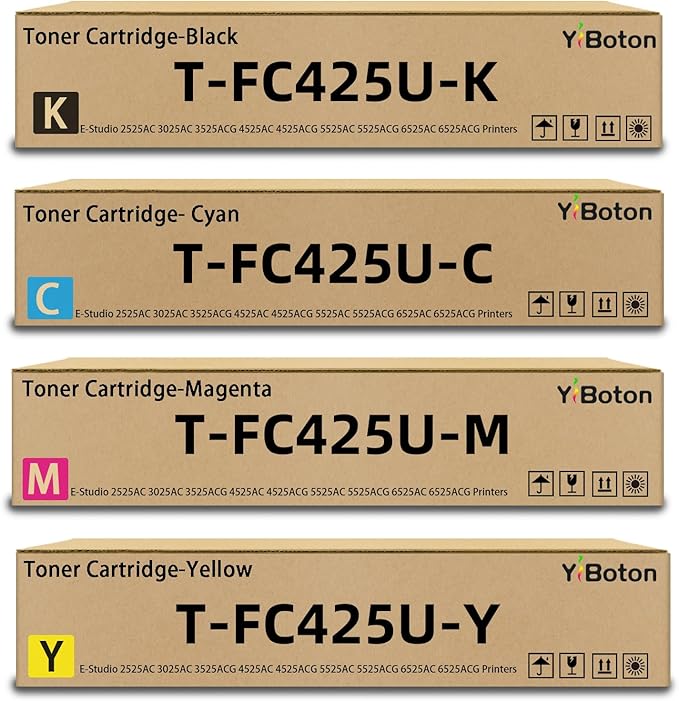 T-FC425U TFC425U T-FC425U-Y T-FC425U-M T-FC425U-C T-FC425U-K Toner Cartridges Replacement for Toshiba E-Studio 2525AC 3025AC 3525ACG 4525AC 4525ACG 5525AC 5525ACG 6525AC 6525ACG Printers