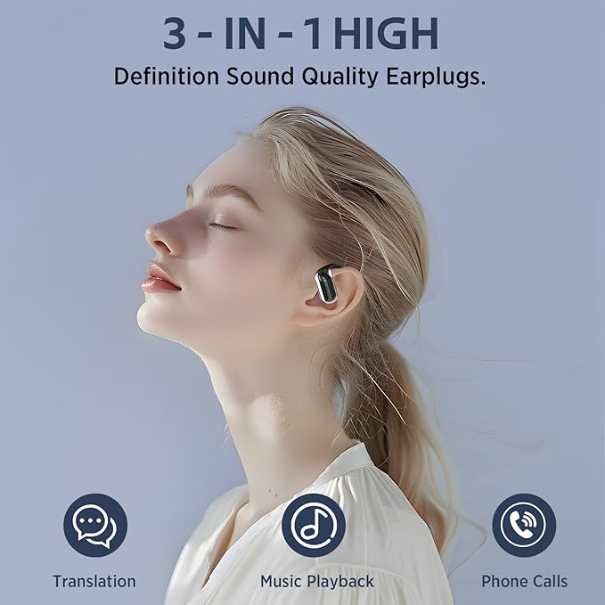 AI Language Translation Earbuds, 3in1 High Definition Sound Quality Earplugs,144 Language Translator Earbuds with APP