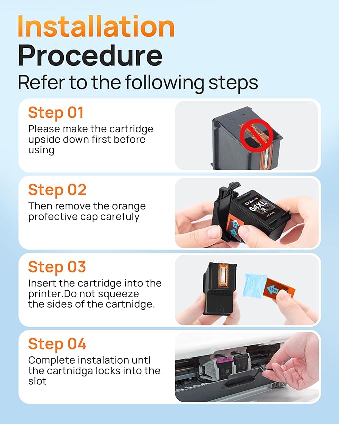 64XL Ink Cartridges Black and Color Combo Pack Remanufactured for HP Ink 64 64XL 64 XL Ink to use with HP Envy Photo 7855 7858 7155 7120 7158 7164 6255 Tango X Printers (1 Black, 1 Tri-Color)