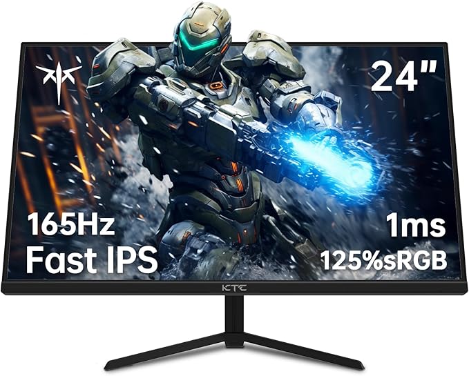 KTC 24 inch Monitor, Fast IPS 1080p 144Hz 165Hz 1ms, 125.25% sRGB, HDR, Borderless Gaming Monitor PC Monitor, FreeSync Premium & G-Sync, HDMI 2.0x2, DP1.4x2, Vesa Support, Eye Care for Gamers