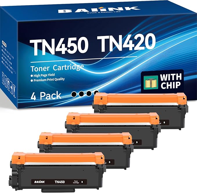 Compatible TN450 TN420 Toner Cartridge Replacement for Brother TN450 TN-450 TN420 TN-420 Compatible with HL-2270DW HL-2280DW HL-2230 MFC-7360N MFC-7860DW DCP-7065DN Intellifax 2840 2940 Printer