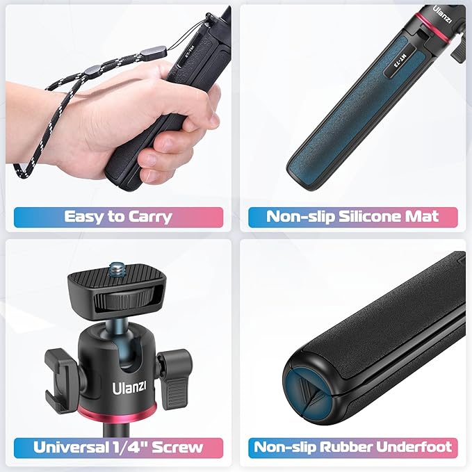ULANZI MT-73 Extension Pole Tripod, Mini Selfie Stick Tripod Stand Handle Grip for Webcam Canon G7X Mark III Sony ZV-1 RX100 VII A6400 A6600 Cameras Vlogging