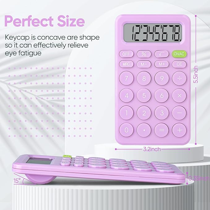 Basic 4 Function Calculator for Students and Office: Small, Portable, and Easy-to-use - Suitable for School and Office Essentials(Purple)