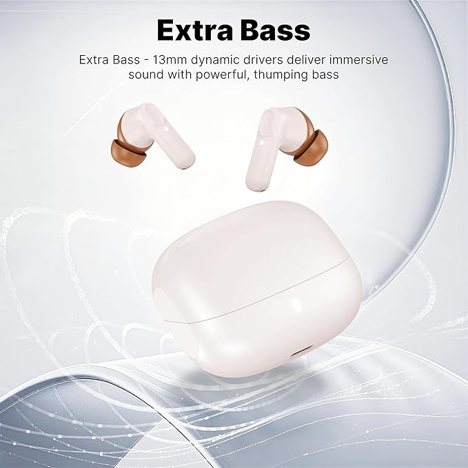 Wireless Earbuds Bluetooth 5.3 Headphones, Lightweight in-Ear Design with Deep Bass, 48HPlaytime, Touch Control, IPX5 Waterproof Earphones for Sports Workout (Beige)