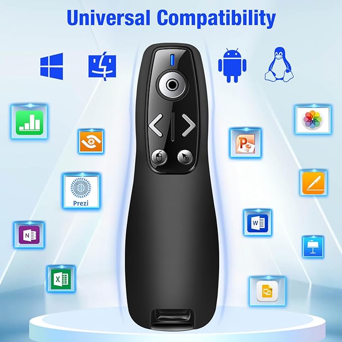 USB Type C Presentation Clicker with Red Light,Wireless Presenter Remote 2.4GHz Pointer for Powerpoint Presentations -Air Mouse Volume Control,Classroom Slide Clicker for MAC Computer Laptop PC