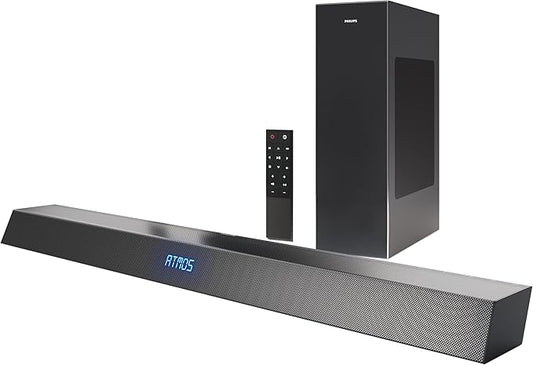 Philips Soundbar with Wireless Subwoofer, Dolby Atmos Sound bar for tv 2.1-Channel Bluetooth Surround Sound System for tv Home Theater Audio Speakers, DTS Play-Fi, Amazon Echo, Airplay 2,Compatible