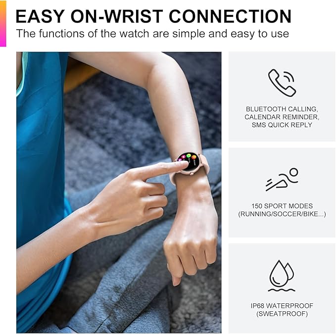 Smart Watch, 1.43'' AMOLED Smart Watches for Men Women (Answer/Make Call), Fitness Tracker with Heart Rate/Sleep Monitor, IP68 Waterproof Activity Tracker, Pedometer for Android iOS