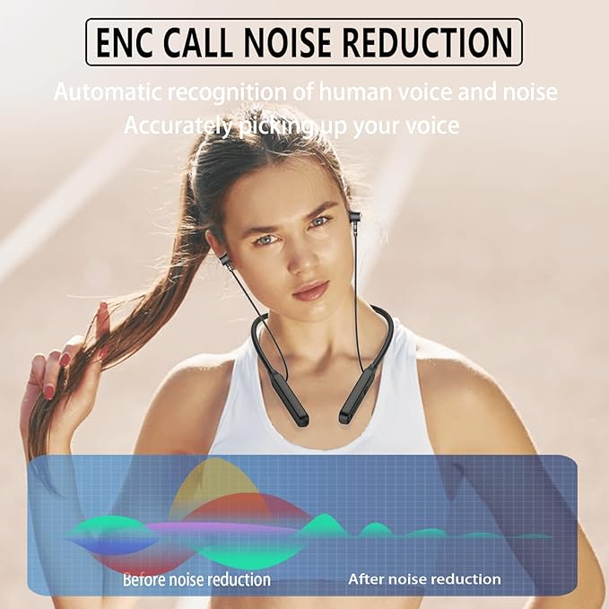 Wireless Earbuds Neckband，V5.2 with Microphone, 35 Hours Playtime, in-Ear Neckband Bluetooth Earbuds，IPX7 sweatproof deep bass is Used for Music Phone Sports. (Black)