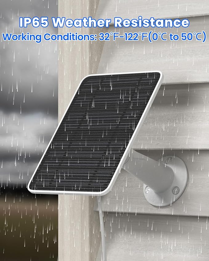Solar Panel Charger Compatible with Reolink Argus 2E/Eco Ultra/Go PT Plus/Go Plus/Argus 3 Pro/Argus PT, 5W Solar Panels for Reolink Battery Camera, IP65 Waterproof 10ft Cable Secure Wall Mount, 2 Pack