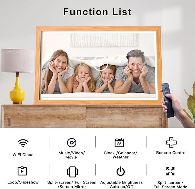 21.5-inch Digital Picture Frame Dual-WiFi Digital Photo Frame - 1080P Video Playback, Smartphone Syn Screen, 32GB, Share Photo Video via App Email, Unlimited Cloud Storage, Wall Mounted for Home Decor